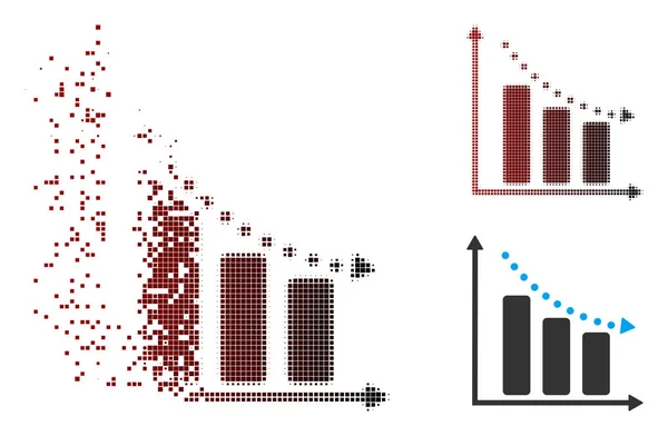 방탕된 픽셀 하프톤 부정적인 추세 아이콘 — 스톡 벡터