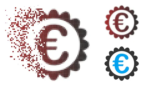 Fractured Pixel Halftone Euro ícone de qualidade — Vetor de Stock