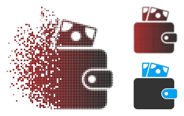 Icône de portefeuille demi-teinte Pixel mobile — Image vectorielle