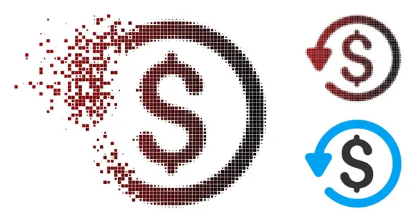 Sparkle Pixel Icono de reembolso de medio tono — Vector de stock