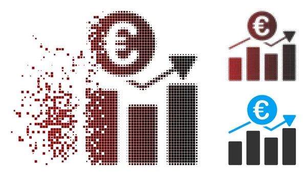 Poussière Pixel Halftone Euro Business Chart Icône — Image vectorielle