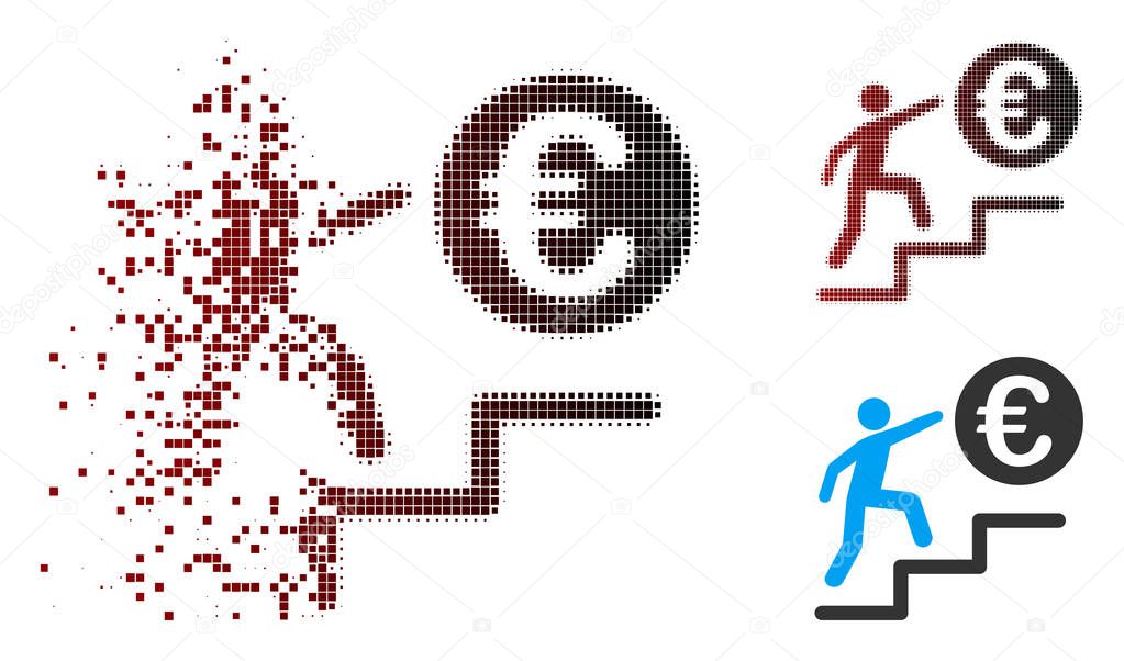 Destructed Pixel Halftone Euro Business Steps Icon