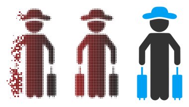 Dağınık piksel yarı ton beyefendi yolcu simgesi