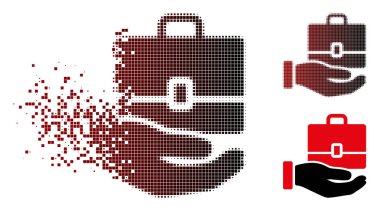 Durum simgesi tutan piksel noktalı el eriterek