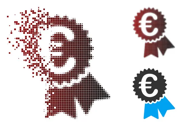 Dissolved Pixel Halftone Euro Warranty Seal Icon — Stock Vector