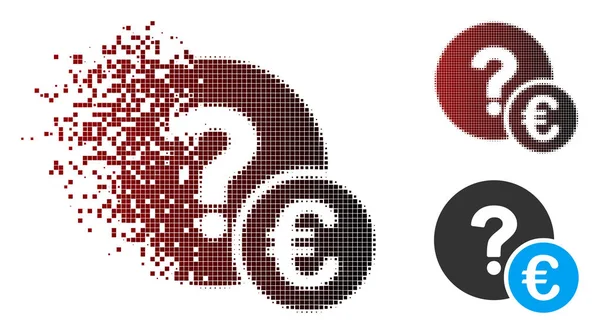 Pixel desfiado Halftone Euro Balance Query Icon — Vetor de Stock