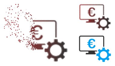 Piksel yarı ton Euro Online Bank yapılandırma simgesi çözünmüş