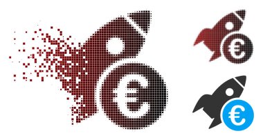 Piksel yarı ton Euro başlangıç roket simgesi dağılmakta
