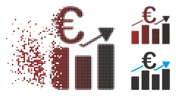 Trasig Pixel halvton Euro Business diagram ikon — Stock vektor
