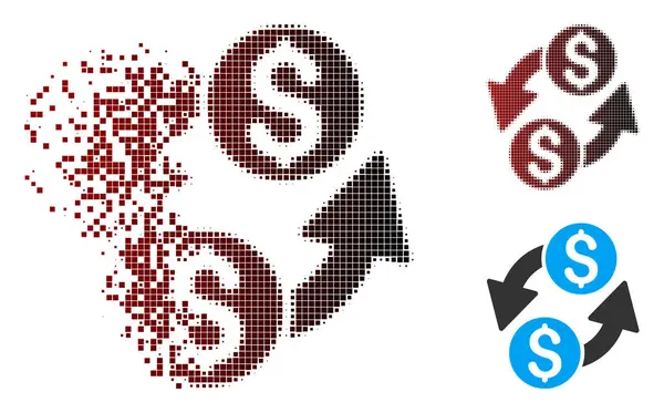 Stof Pixel Halftone Dollar Exchange pictogram — Stockvector