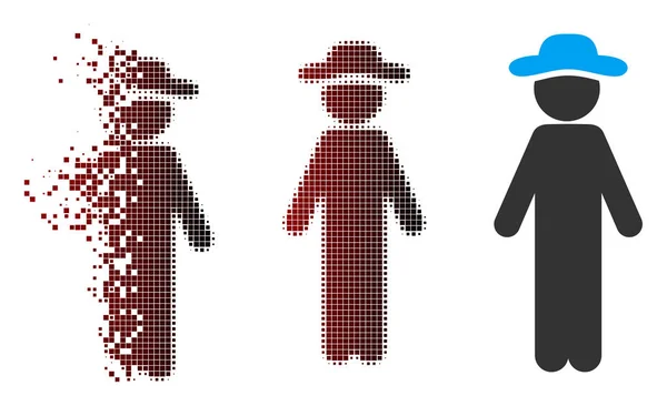 Vector Standing Gentleman Icon Dissolved Pixelated Halftone Undamaged Whole Versions — Stock Vector