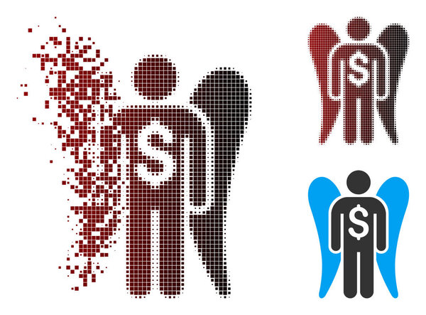 Разложившийся Pixel Halftone Angel Investor Icon
