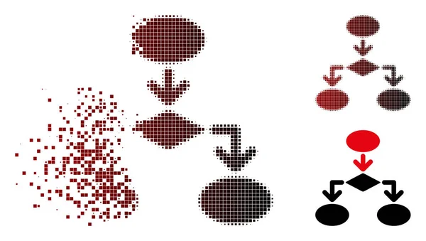 Zerstörtes Pixel-Halbton-Flussdiagramm-Symbol — Stockvektor