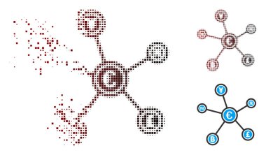 Rendelenmiş piksel yarı ton Euro finansal ağ bağlantıları simgesi