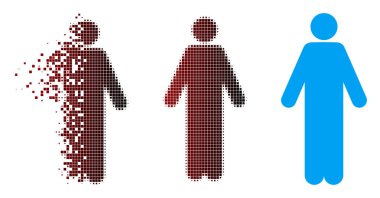 Piksel yarı ton adam simgesi çözünmüş