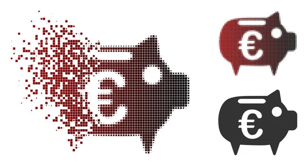 Ikona złamane piksela rastra Euro Skarbonka — Wektor stockowy