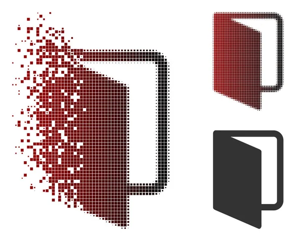 Icône de porte ouverte de demi-ton de pixel dispersé — Image vectorielle