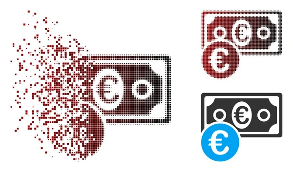 Pixel dissimulé demi-ton Euro Cash Money Icône — Image vectorielle