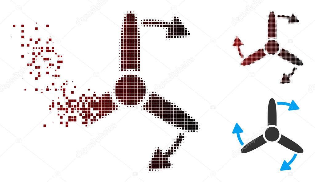 Shredded Pixel Halftone Three Bladed Screw Rotation Icon