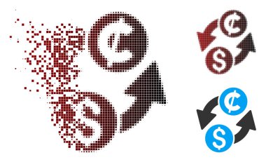 Parçalanmış piksel yarı ton doları Cent Exchange simgesi