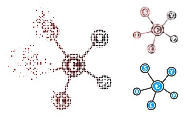 Parçalanmış piksel yarı ton Euro mali ağ simgesini