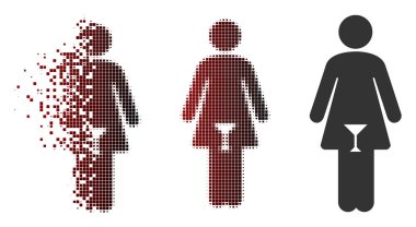 Dağınık piksel yarı ton kadın simgesi