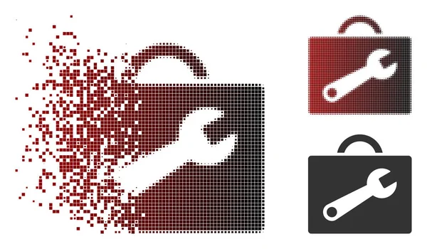 Gebrochenes Pixel-Halfone-Werkzeugkoffer-Symbol — Stockvektor