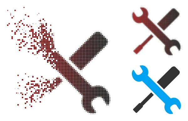 Піктограма пошкоджених інструментів Pixel Halftone — стоковий вектор