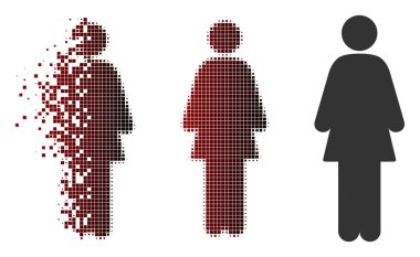 Kırık piksel yarı ton kadın simgesi