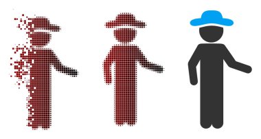 Işıltı piksel yarı ton beyefendi davet simgesi