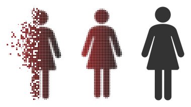 Çözünmüş piksel yarı ton kadın simgesi