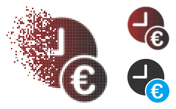 Pixel fragmentado Meio-tom Euro Pagamentos recorrentes Ícone — Vetor de Stock
