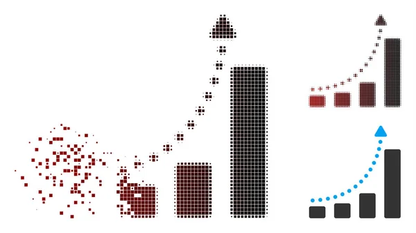 났습니다 픽셀 하프톤 바 차트 추세 아이콘 — 스톡 벡터