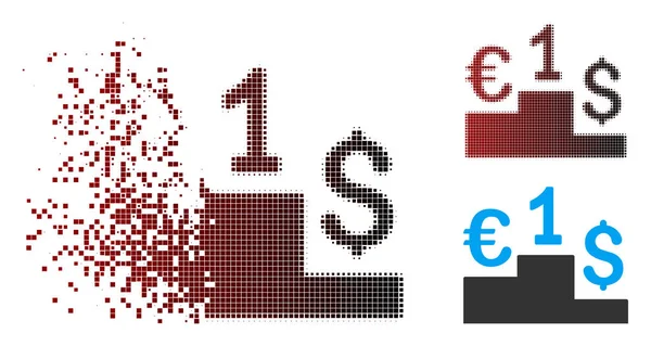 Desintegrando Pixel Halftone Concorrência de moeda Ícone — Vetor de Stock