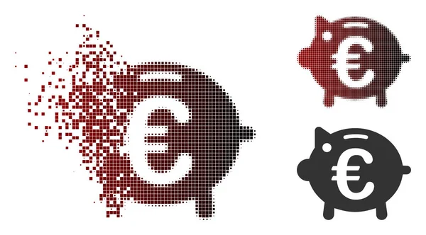 Movendo Pixel Halftone Euro Piggy Bank Ícone — Vetor de Stock