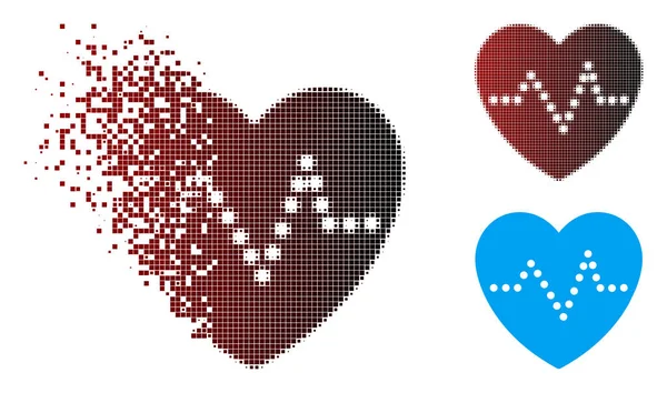 Ikona Puls serca półtonów uszkodzony piksel — Wektor stockowy