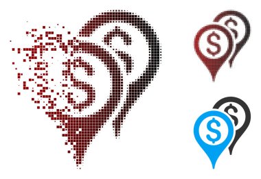 Işıltı piksel yarı ton mali harita işaretçiler simgesi