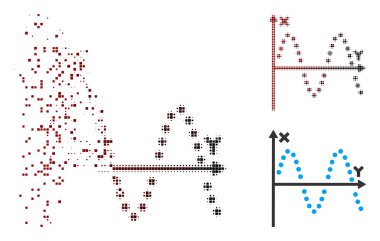 Ayrıştırılmış piksel yarı ton sinüs Arsa simgesi