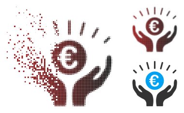 Piksel yarı ton Euro refah simgesi dağılmakta