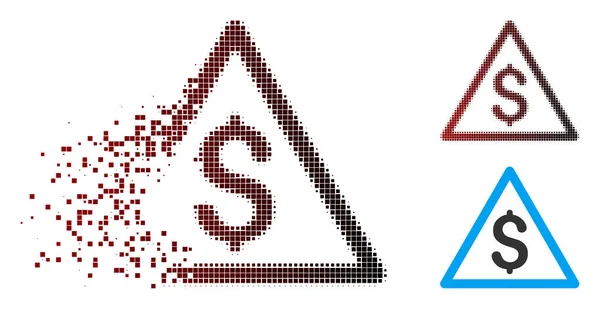 Ícone de aviso de dinheiro de meio tom de pixel dissolvido — Vetor de Stock