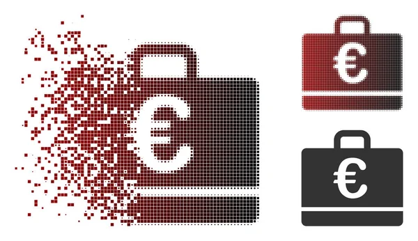 Dissolved Pixel Halftone Euro Case Icon — Stock Vector