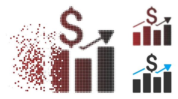 Измельчённый Pixel Halftone Sales Bar Chart — стоковый вектор