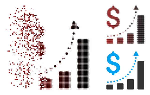 Растворенный Pixel Halftone Знак роста продаж — стоковый вектор