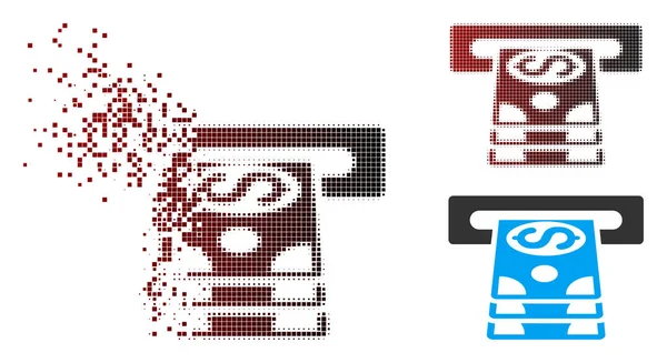 Broken Pixel Semitono Banco Cashpoint icono — Vector de stock