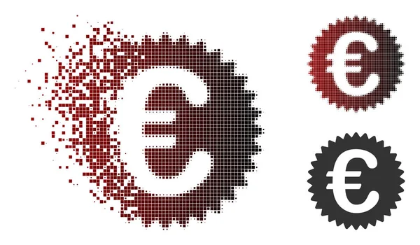 Selo de recompensa do euro do meio-tom do pixel desfiado Ícone — Vetor de Stock