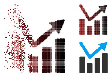 Parçalanmış piksel yarı ton Çubuğu grafik eğilim simgesi