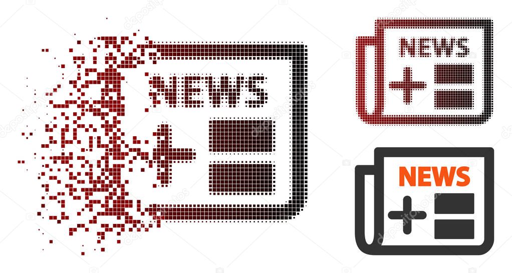 Disappearing Pixel Halftone Medical Newspaper Icon