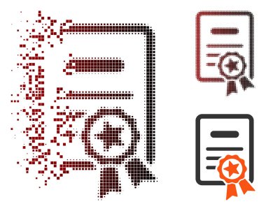 Dissolved Pixel Halftone Certified Diploma Icon clipart