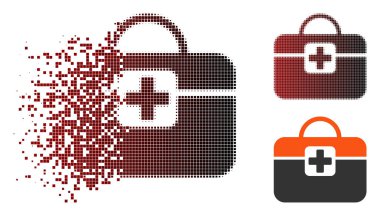 Kırık piksel yarı ton tıbbi kiti simgesi