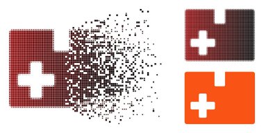 Kaybolan piksel yarı ton tıbbi kutusu simgesi